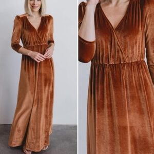 Baltic Born Elegant Velvet Brown Maxi Dress